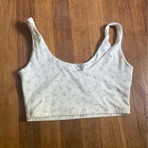 Brandy Melville blue and white floral tank top